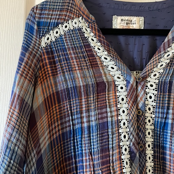 Anthropologie holding horses western boho dress plaid - Picture 2 of 8